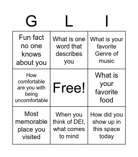 Getting to know the Room Bingo Card