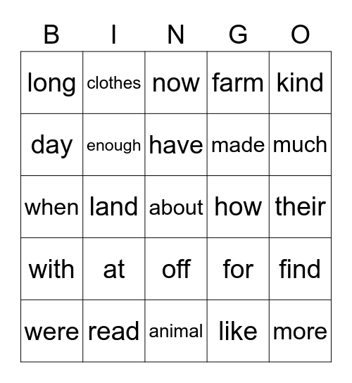 Sight Words 504 Bingo Card