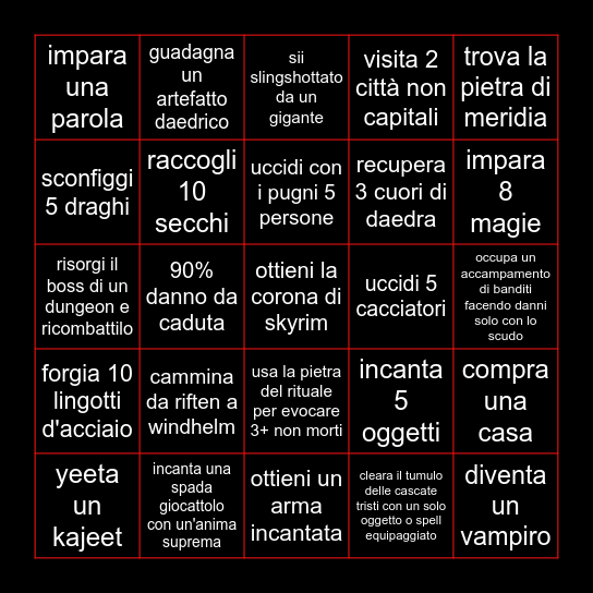 Skyrim double bingo Card