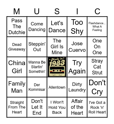 BACK IN TIME...THE HITS OF 1983 Bingo Card