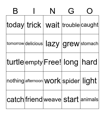 Anasi Goes Fishing Bingo Card