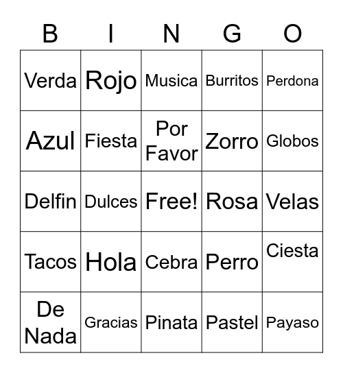 CINCO DE MAYO Bingo Card