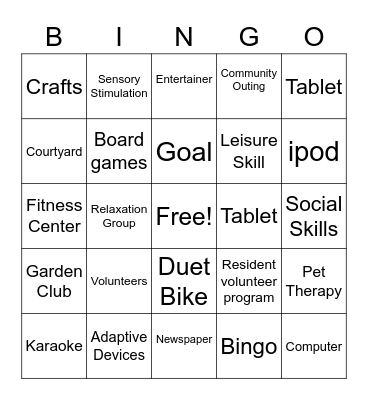 Recreation Therapy is Fun Bingo Card