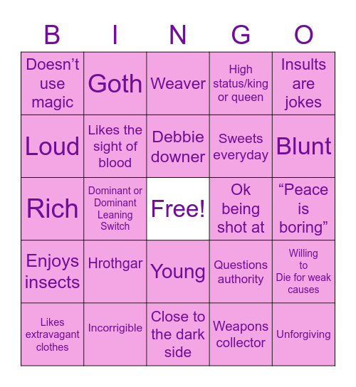 Are You Luna’s Type?? Bingo Card