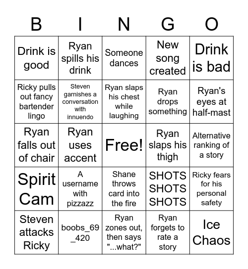 Too Many Spirits (Updated Edition) Bingo Card