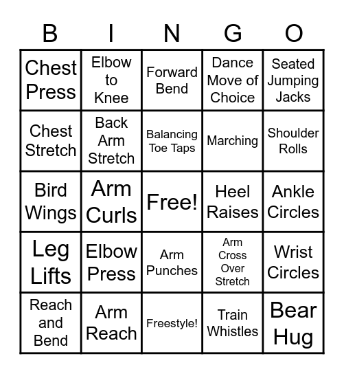 Chair Bingo Card