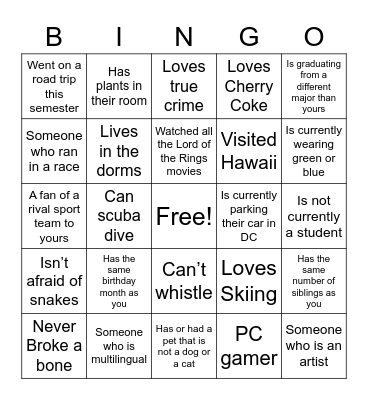 Mentors Bingo Card