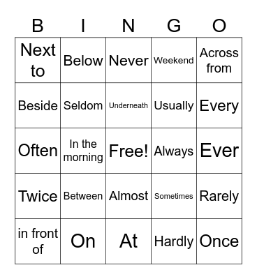 Last Day of the Session Bingo Card