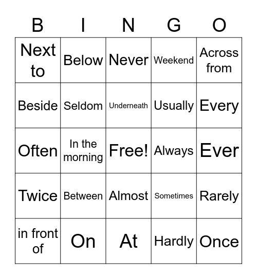 Last Day of the Session Bingo Card