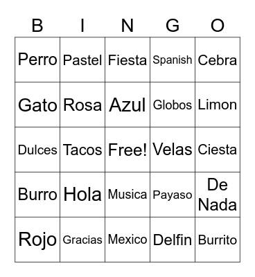 Cinco De Mayo Bingo Card