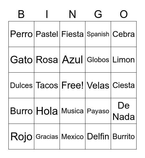 Cinco De Mayo Bingo Card