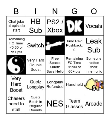 The Chase VGM Bingo Card