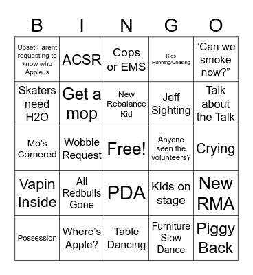 2023 HG Prom Staff Bingo Card