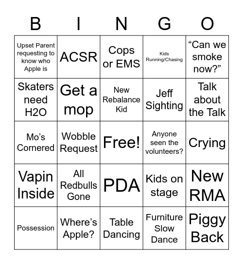 2023 HG Prom Staff Bingo Card