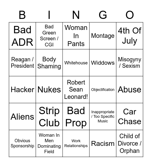 90s Movies Bingo Card