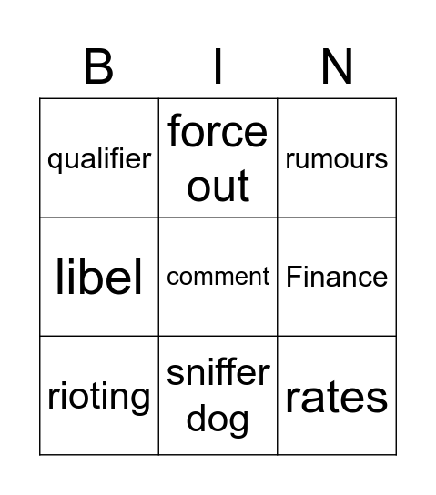 News Bingo Card