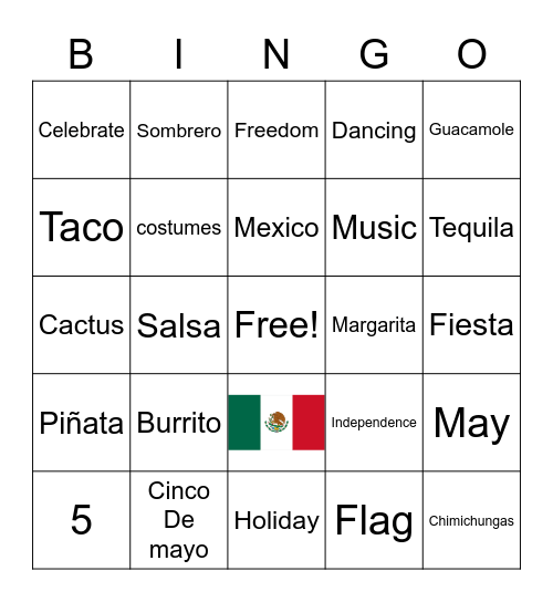 CVMS Cinco De Mayo Bingo Card