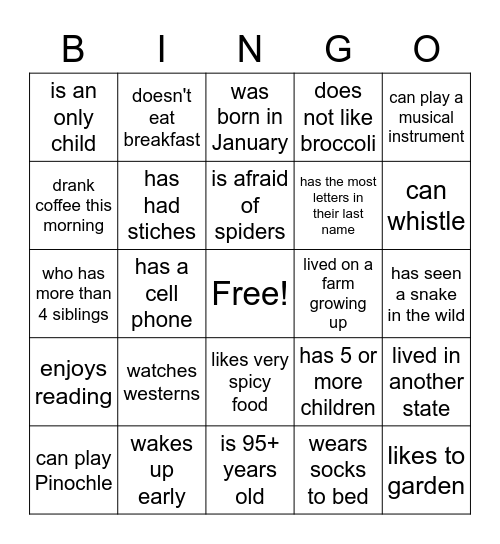Find Someone Who Bingo Card