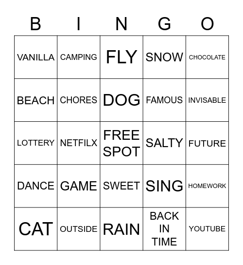 BINGO Card