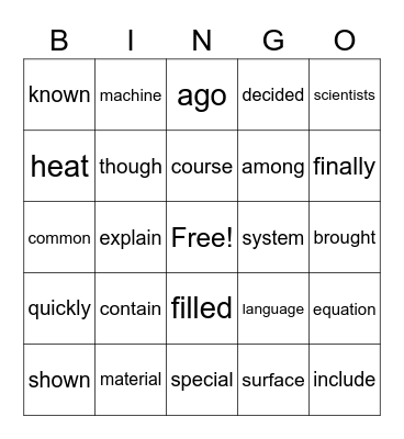 Fry's 5th List                 BINGO Card