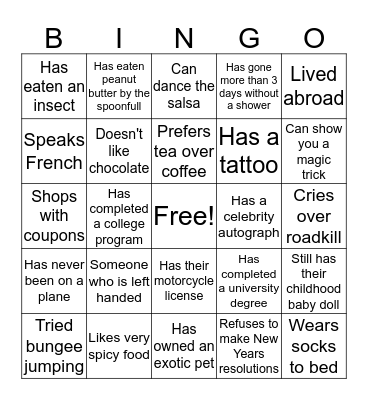 People BINGO Card