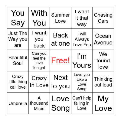 LOVE Bingo Card