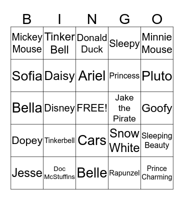 Disney Bingo Card