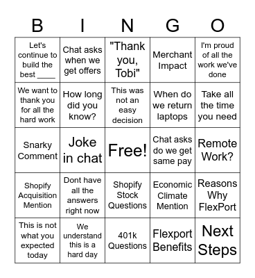 Serious Company Meeting Starter Pack Bingo Card