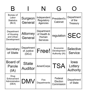 Bureaucracy Bingo Card