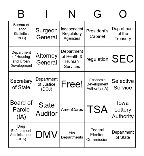 Bureaucracy Bingo Card