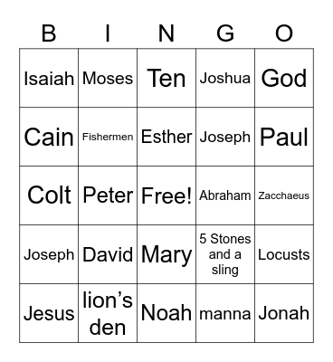 Bible Bingo Card