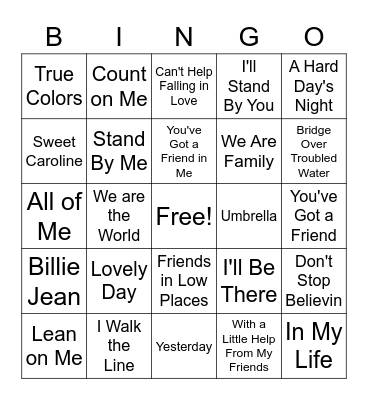 Music Bingo Card
