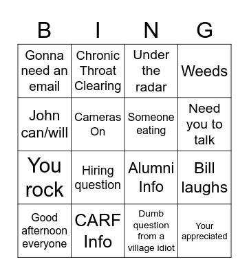 Joy Killer Bingo Card
