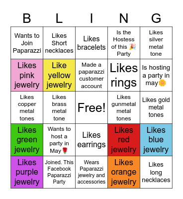 Paparazzi Bling Bingo Card