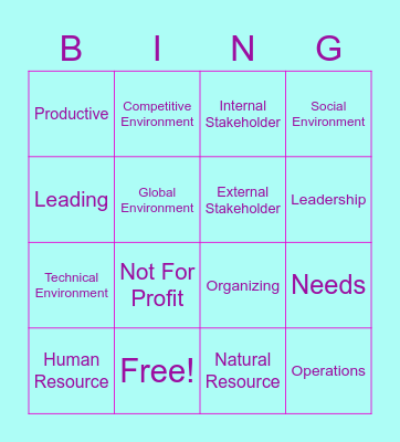 Business Bingo Card