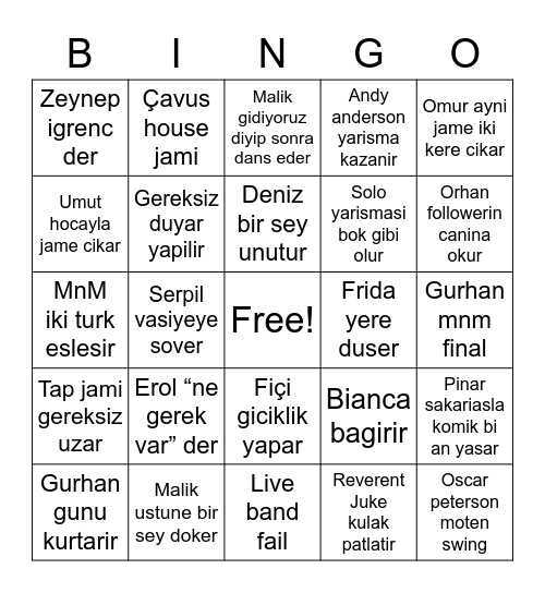 ARH Bingo Card