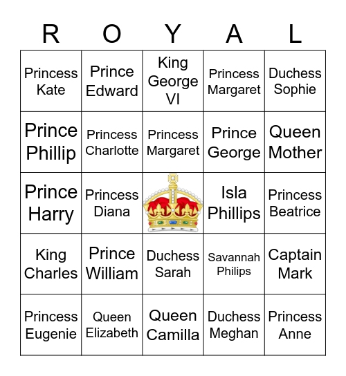 Bingo for Royals Bingo Card