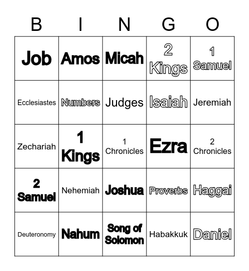 Old Testament Books of the Bible Bingo Card