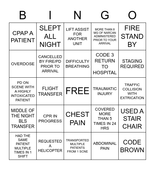 EMS Week Bingo 2023 Bingo Card