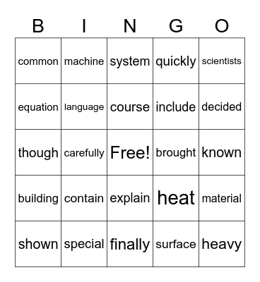 Fry's 5th List                            BINGO Card