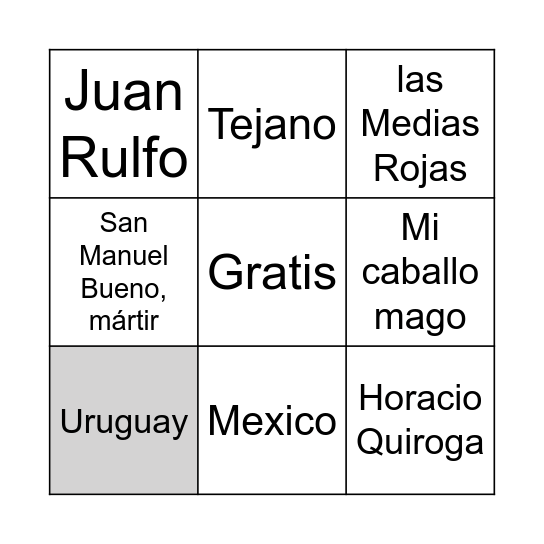 AP Spanish Lit Bingo! Bingo Card