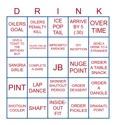 BENOIT BIRTHDAY BINGO Card