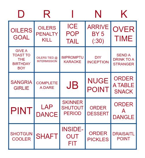 BENOIT BIRTHDAY BINGO Card