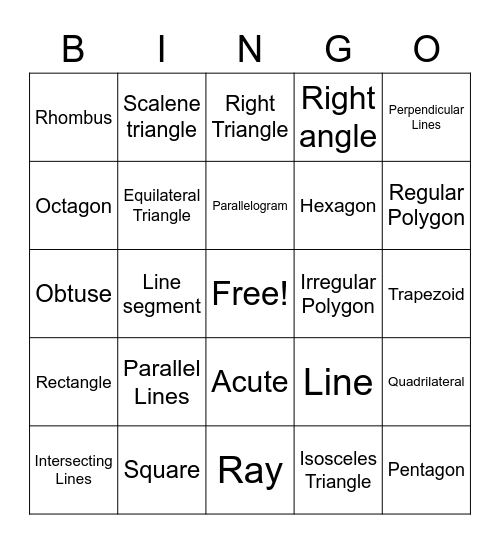 Polygongs Bingo Card