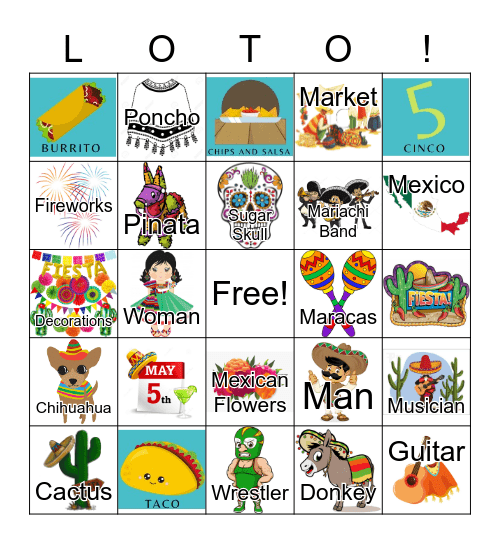 Cinco de Mayo Bingo Card