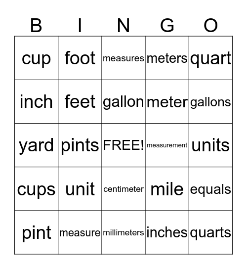 Math Bingo Card