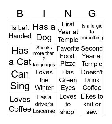 ENG 812 - Ice Breaker Bingo Card