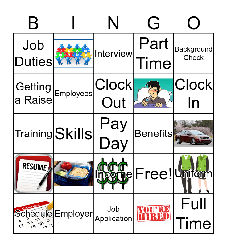 Employment Bingo Card