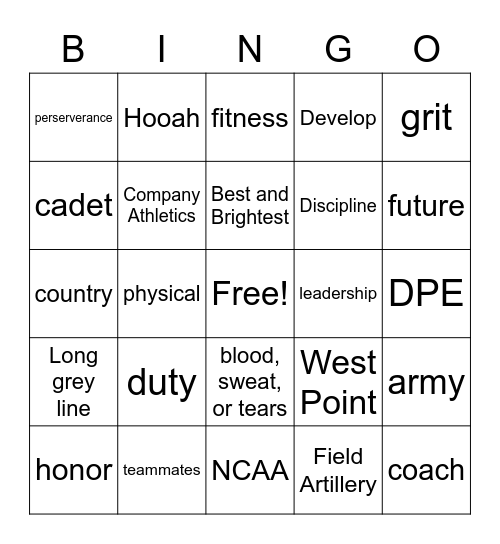 Coach K Dinner Bingo Card
