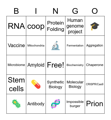 Protein & DNA Bingo Card